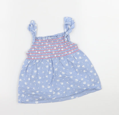 Preloved Picapino Girls Blue Floral  Basic Tank Size 3 Years - Front