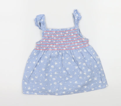 Preloved Picapino Girls Blue Floral  Basic Tank Size 3 Years - Back