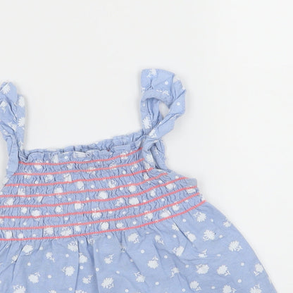 Preloved Picapino Girls Blue Floral  Basic Tank Size 3 Years - Detail