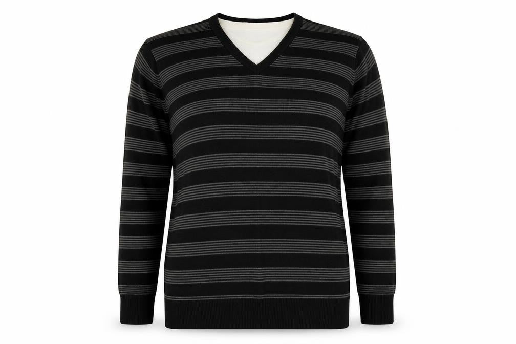 F&F Womens Grey Striped Knit Pullover Jumper Size M