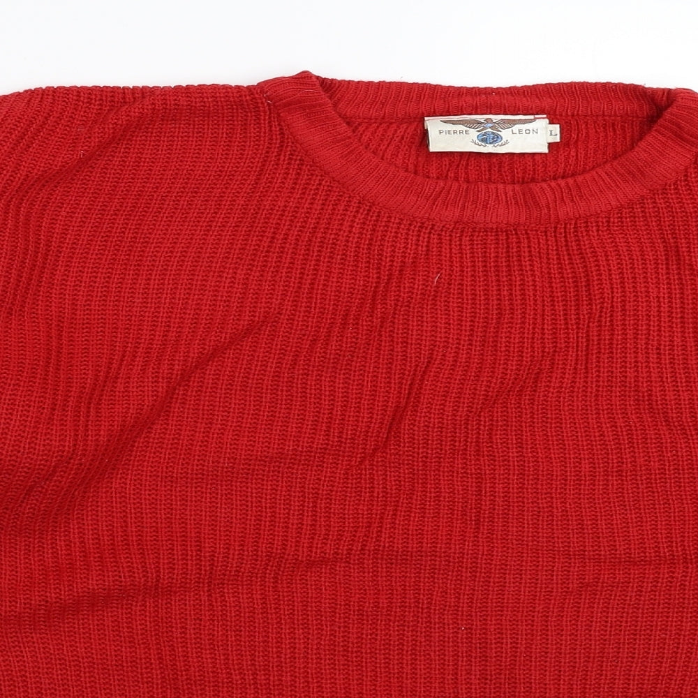 Pierre Leon Womens Red  Knit Pullover Jumper Size L