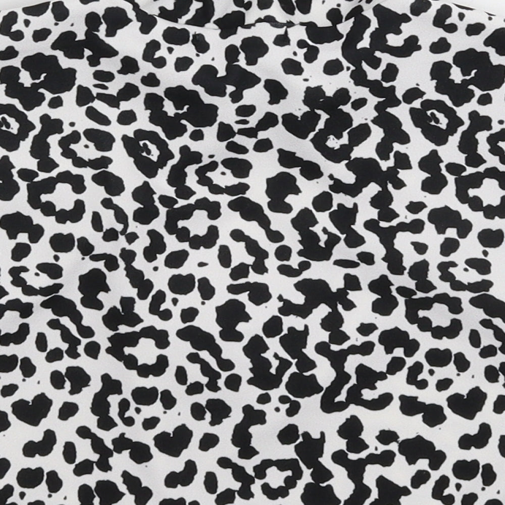 PRETTYLITTLETHING Womens White Animal Print  Cropped T-Shirt Size 8