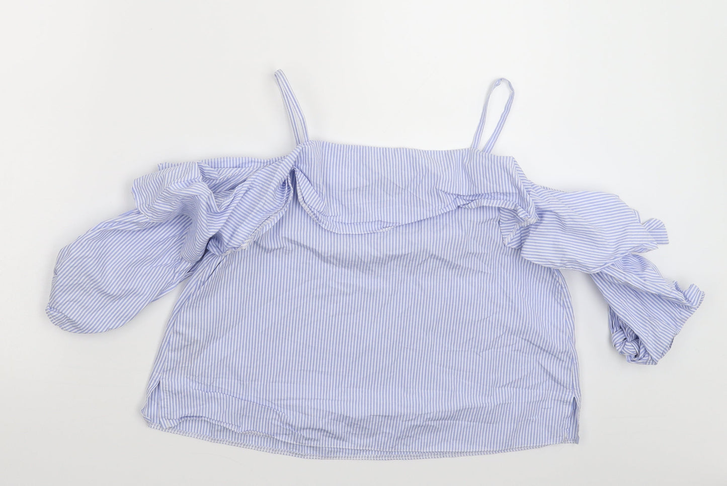 Topshop Womens Blue Striped  Basic T-Shirt Size 8