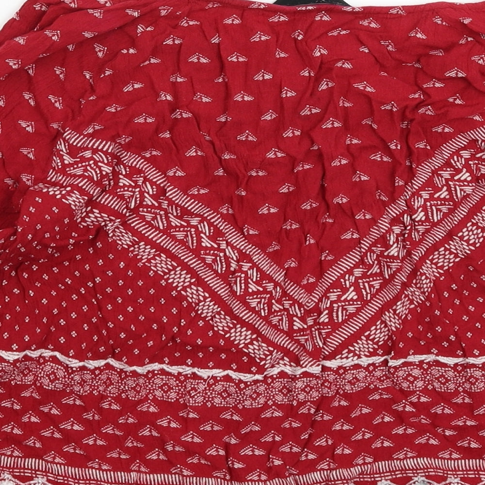 New Look Womens Red Geometric  Basic T-Shirt Size 10