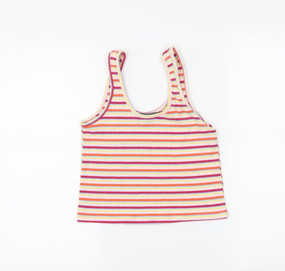 Preloved Primark Womens Pink Striped  Cropped Tank Size 14 - Front
