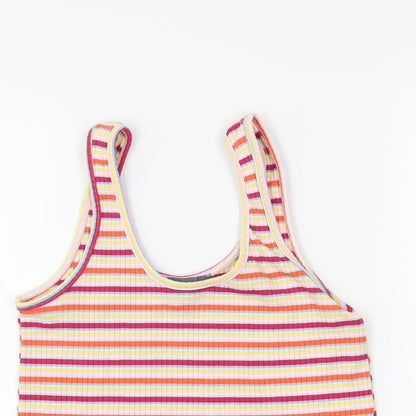 Preloved Primark Womens Pink Striped  Cropped Tank Size 14 - Detail
