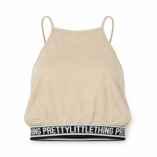 PRETTYLITTLETHING Womens Beige   Cropped T-Shirt Size 6