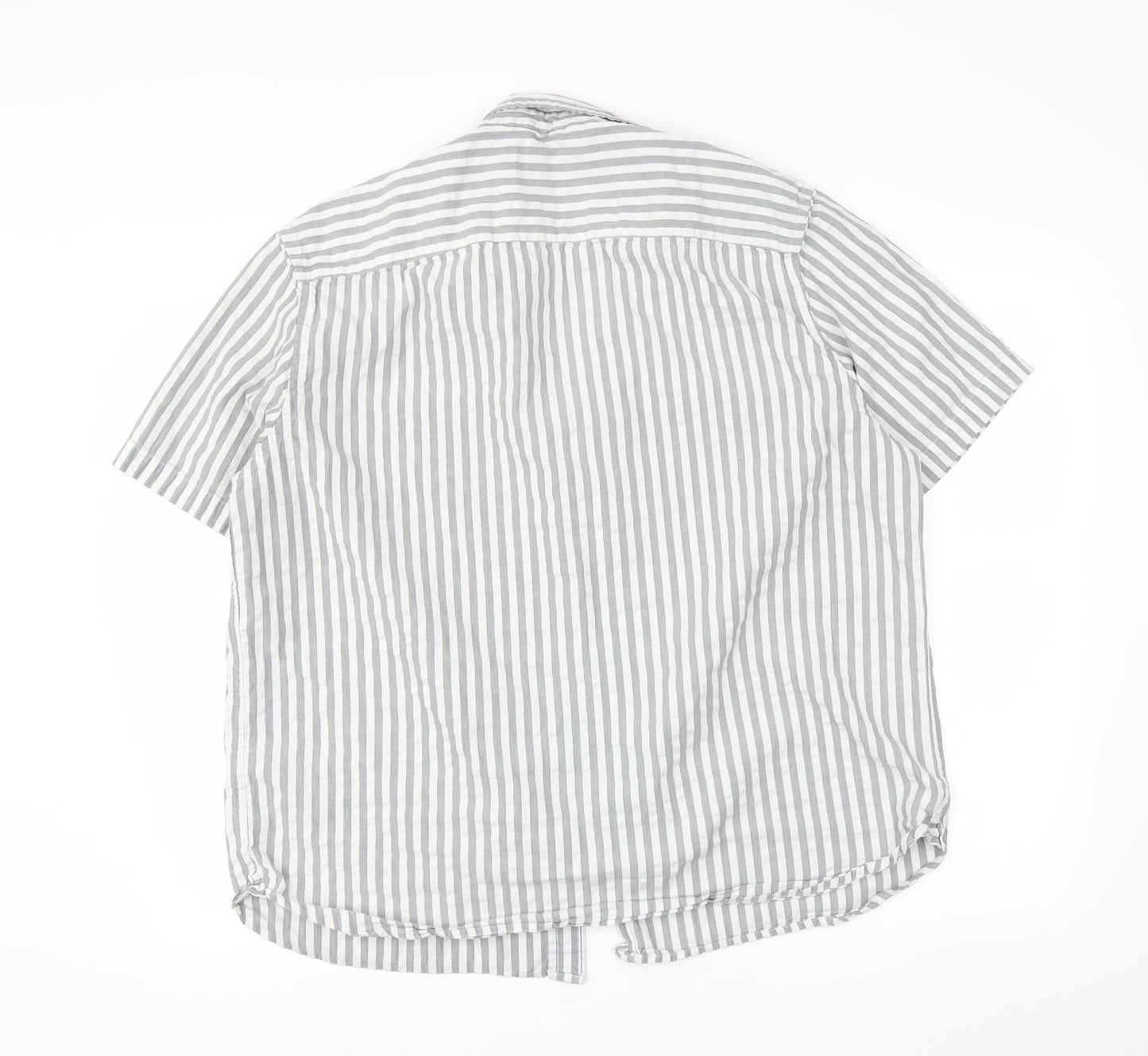 M&S Mens Grey Striped   Button-Up Size XL