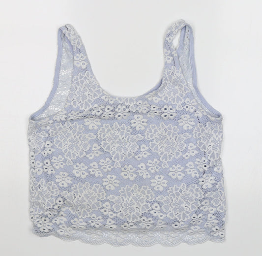 Topshop Womens Blue Floral  Cropped Tank Size 8
