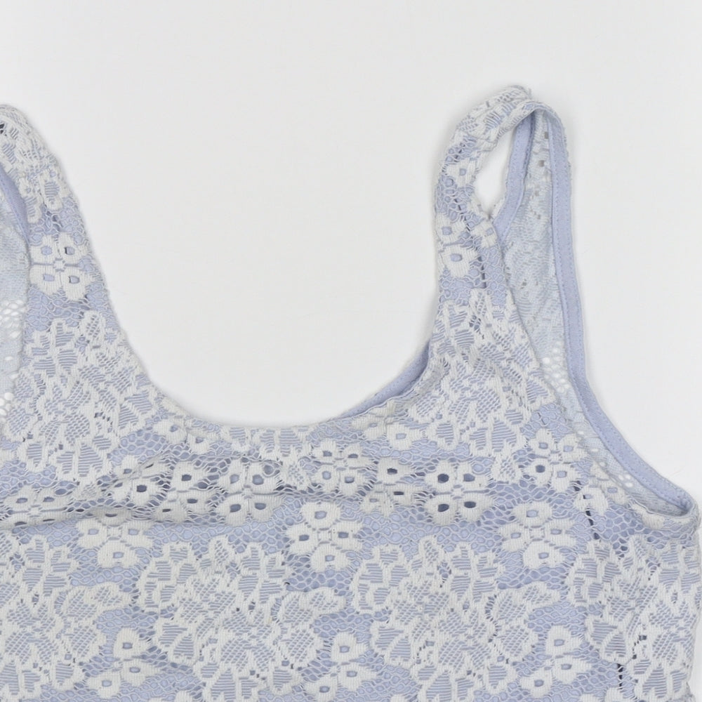 Topshop Womens Blue Floral  Cropped Tank Size 8