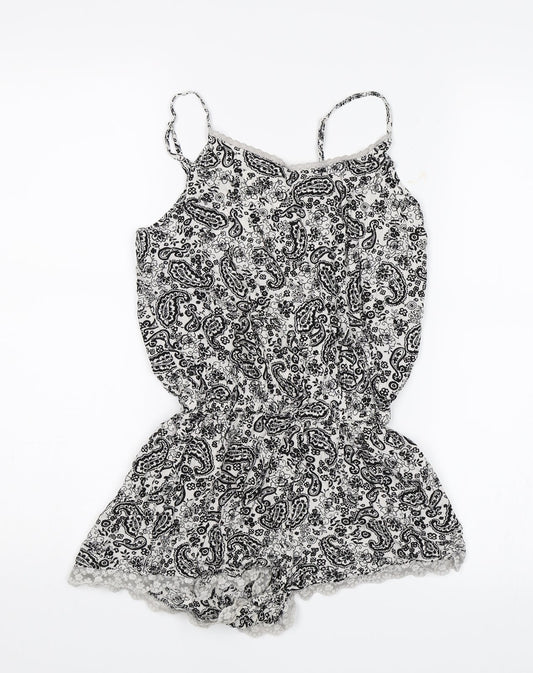 Love to Lounge Womens Black Paisley  Romper One-Piece Size 10