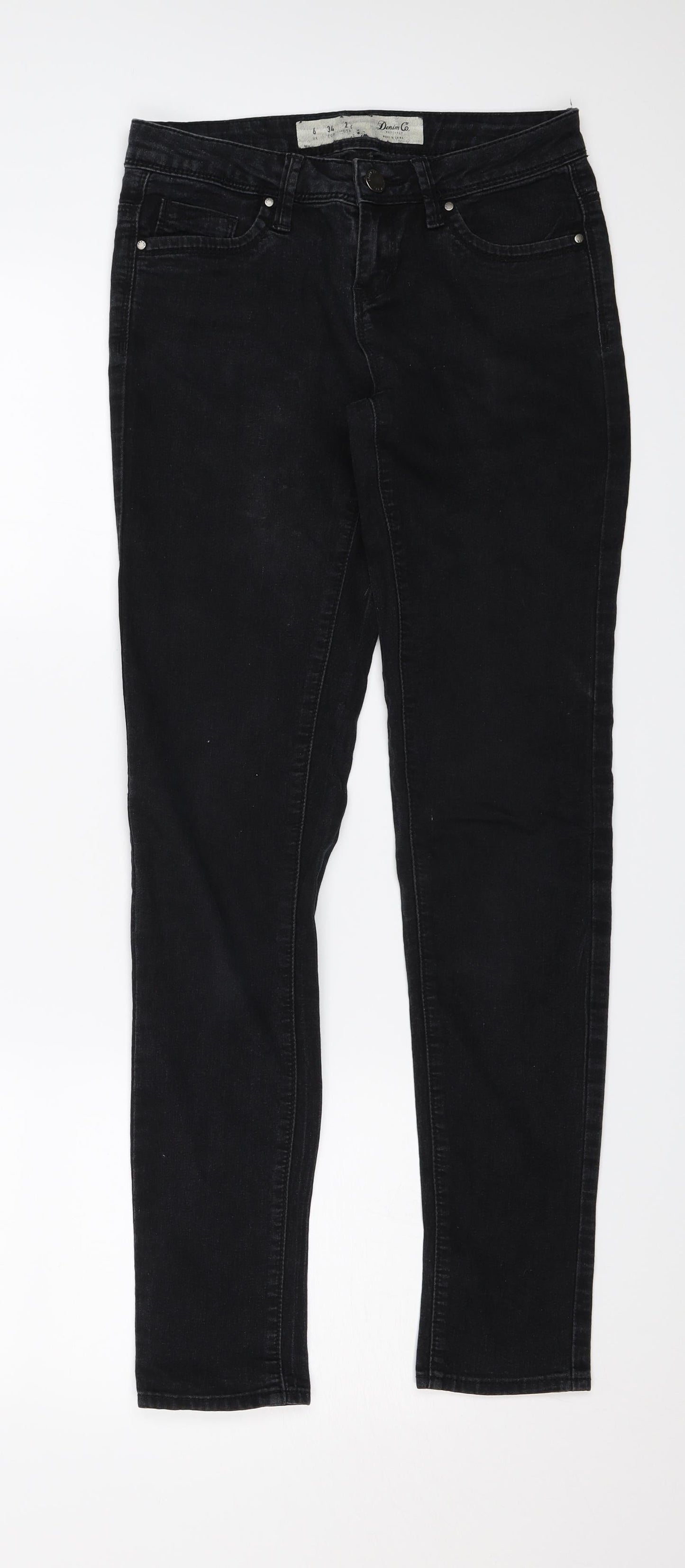 Denim & Co. Womens Black  Denim Skinny Jeans Size 6 L28 in