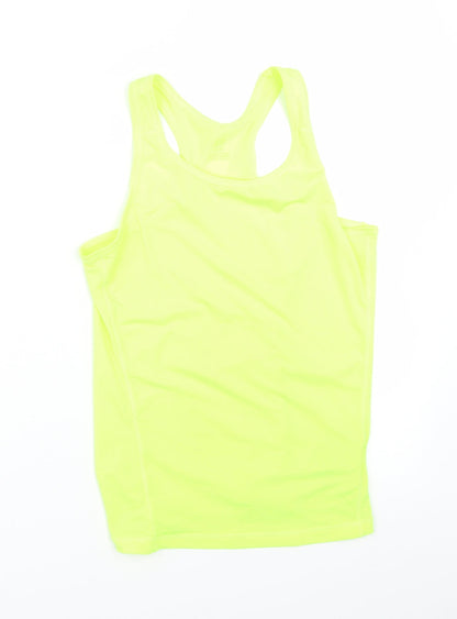 Preloved H&M Girls Yellow   Basic Tank Size 11 Years  - High Visability - Front