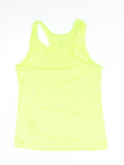 Preloved H&M Girls Yellow   Basic Tank Size 11 Years  - High Visability - Back