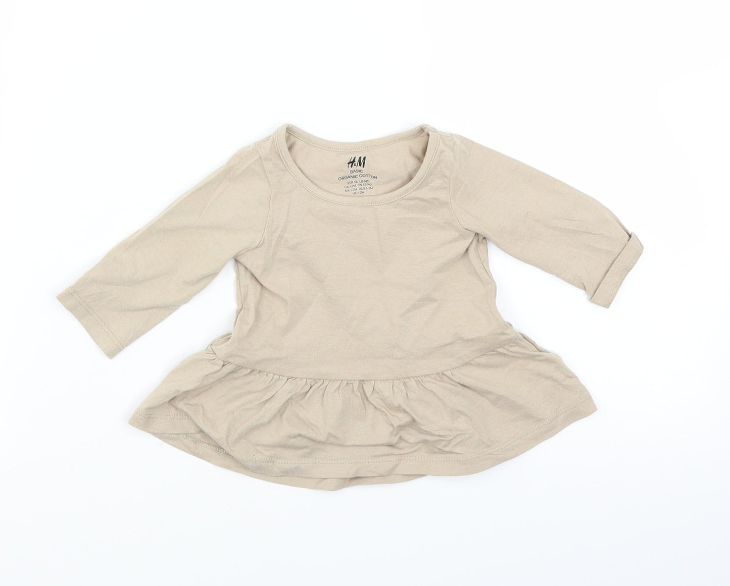 H&M Girls Brown   Basic T-Shirt Size 0-3 Months