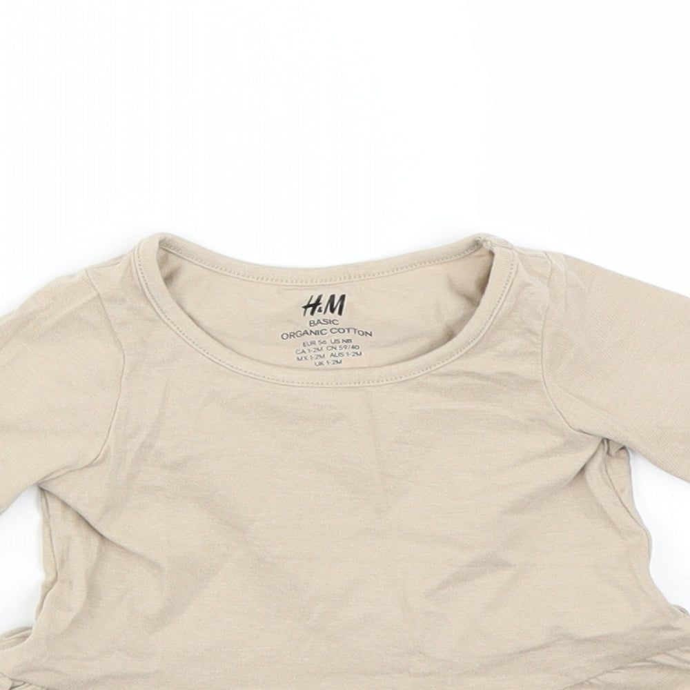 H&M Girls Brown   Basic T-Shirt Size 0-3 Months