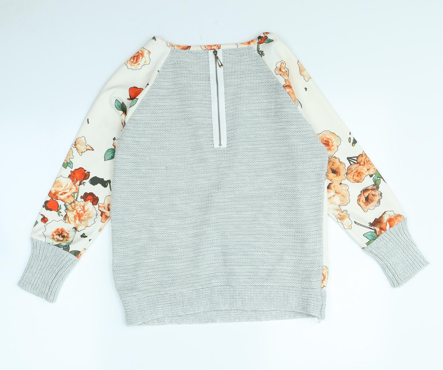 Daisylayla Womens White Floral  Pullover Jumper Size S