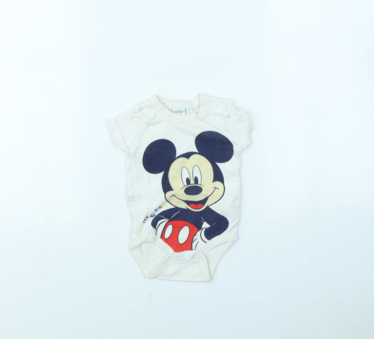 Disney Baby White   Babygrow One-Piece Size 9-12 Months  - Mickey Mouse