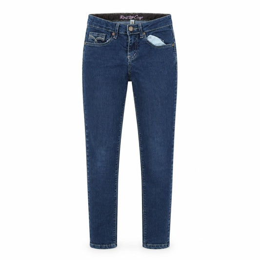 Front view of Denim & Co. women’s blue skinny jeans, size UK 6, 30-inch leg