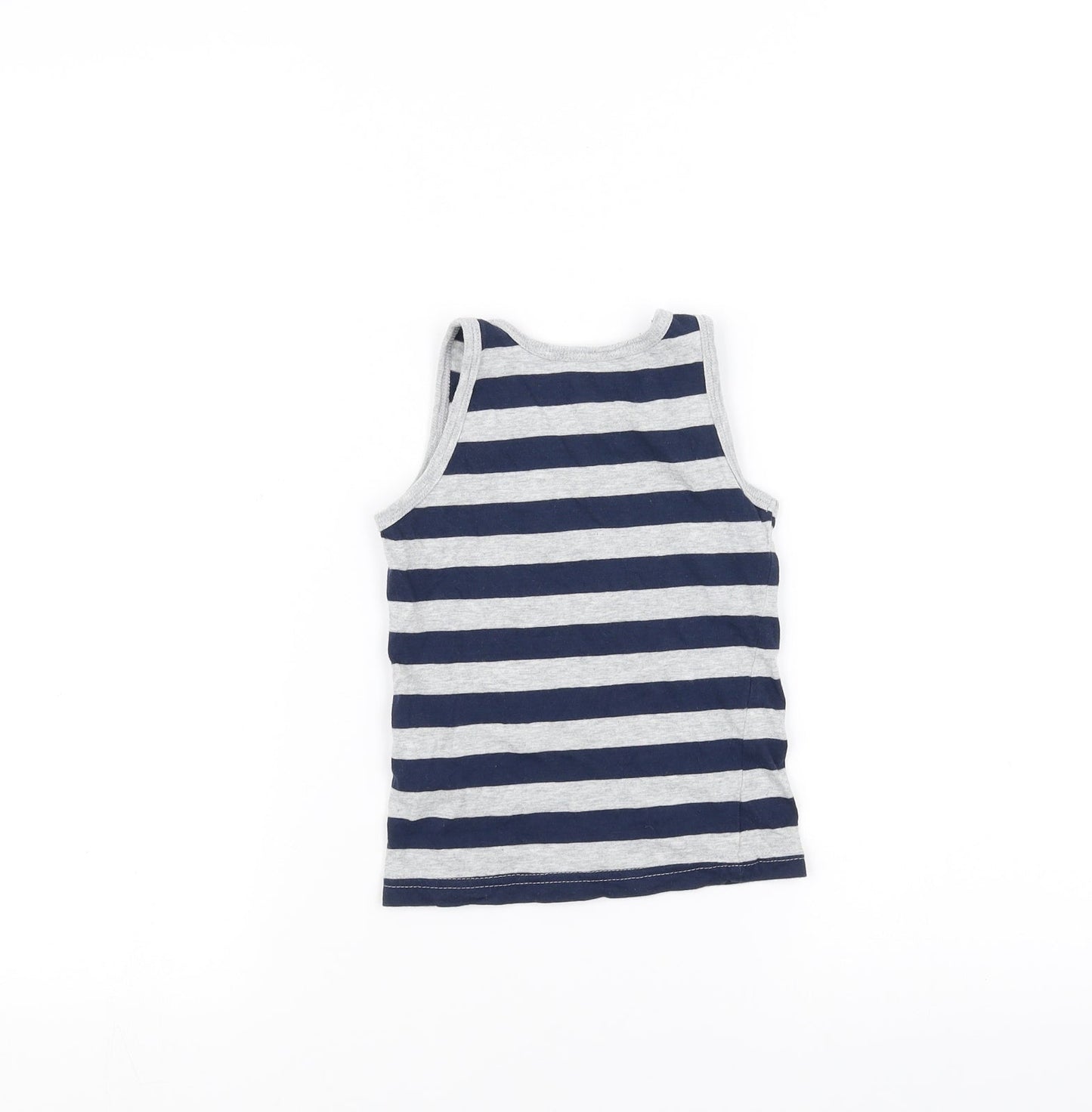 Preworn Girls Grey Striped  Basic Tank Size 2-3 Years