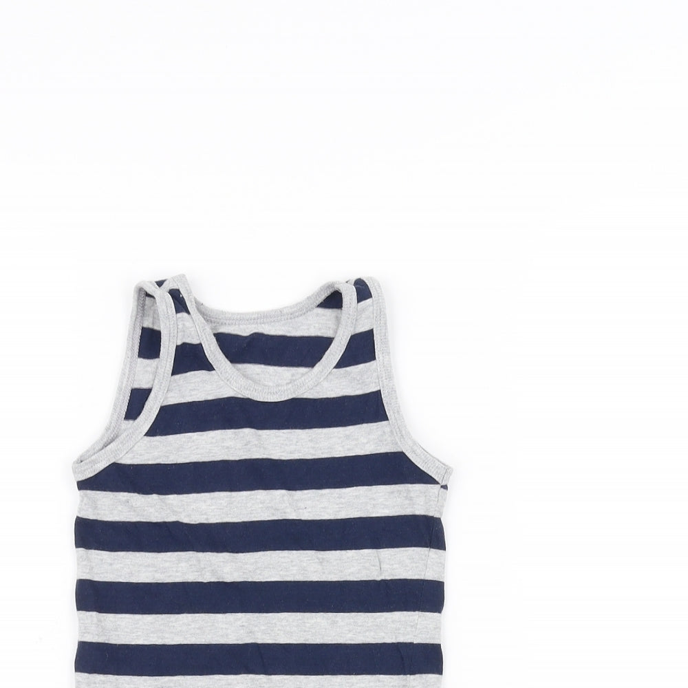 Preworn Girls Grey Striped  Basic Tank Size 2-3 Years