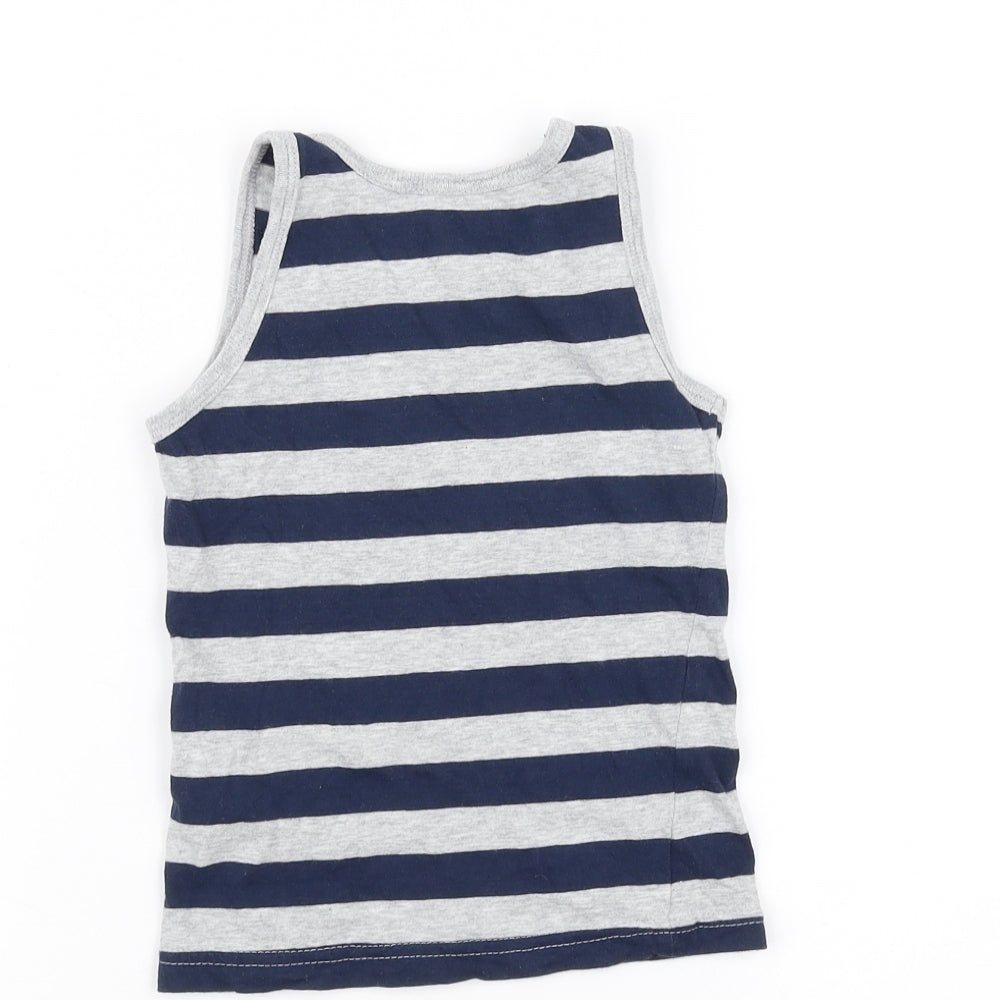 Preworn Girls Grey Striped  Basic Tank Size 2-3 Years