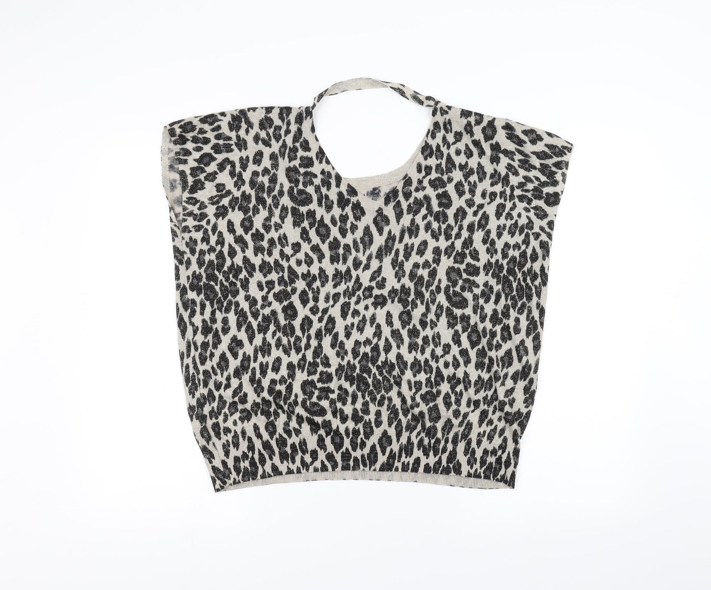 Preworn Womens Black Animal Print  Basic T-Shirt Size S