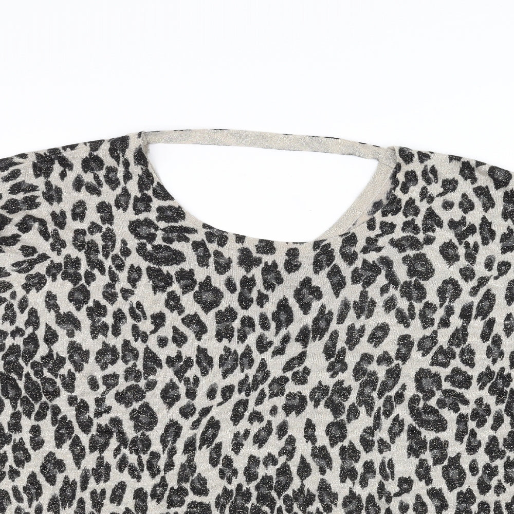 Preworn Womens Black Animal Print  Basic T-Shirt Size S