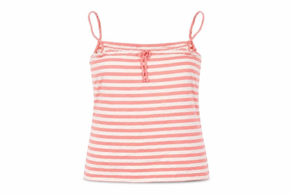 Jolinesse Womens White Striped  Basic T-Shirt Size 14
