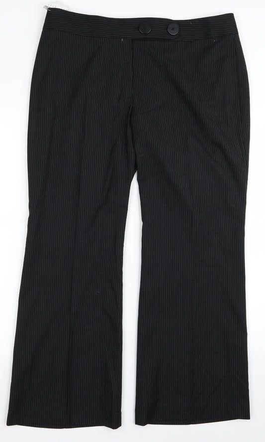 Marks and Spencer Womens Black Striped  Trousers  Size 16 L22 in