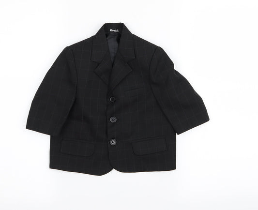 vivali Baby Black Check  Basic Coat Coat Size 9-12 Months