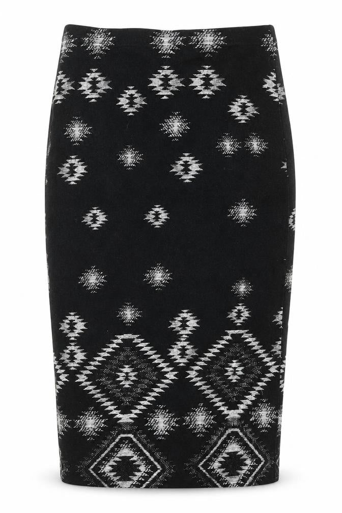 Topshop Womens Black Geometric  Straight & Pencil Skirt Size 10