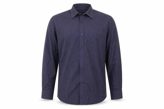 Front view of John Miller men’s blue dress shirt, size M