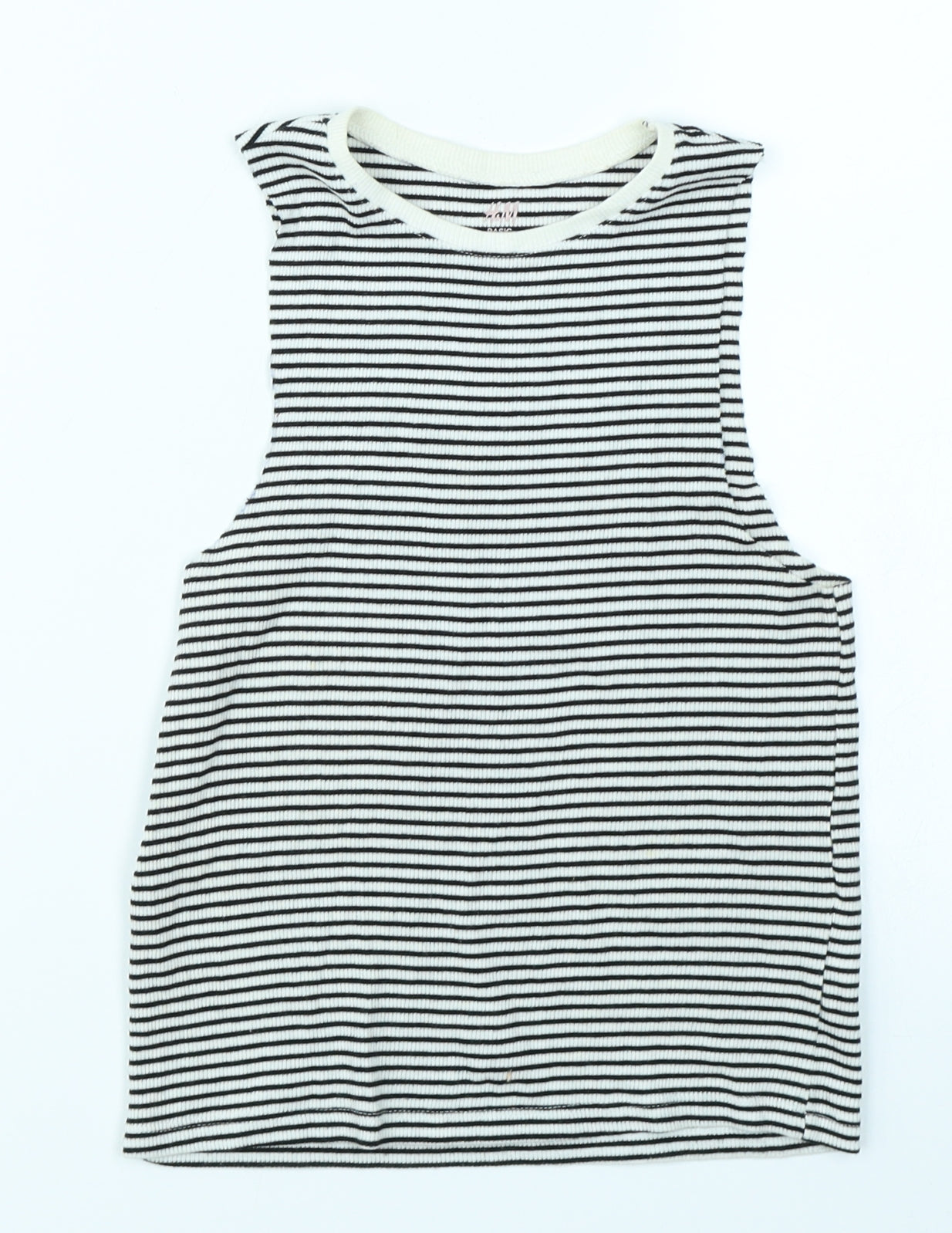 H&M Girls Black Striped  Basic Tank Size 7-8 Years
