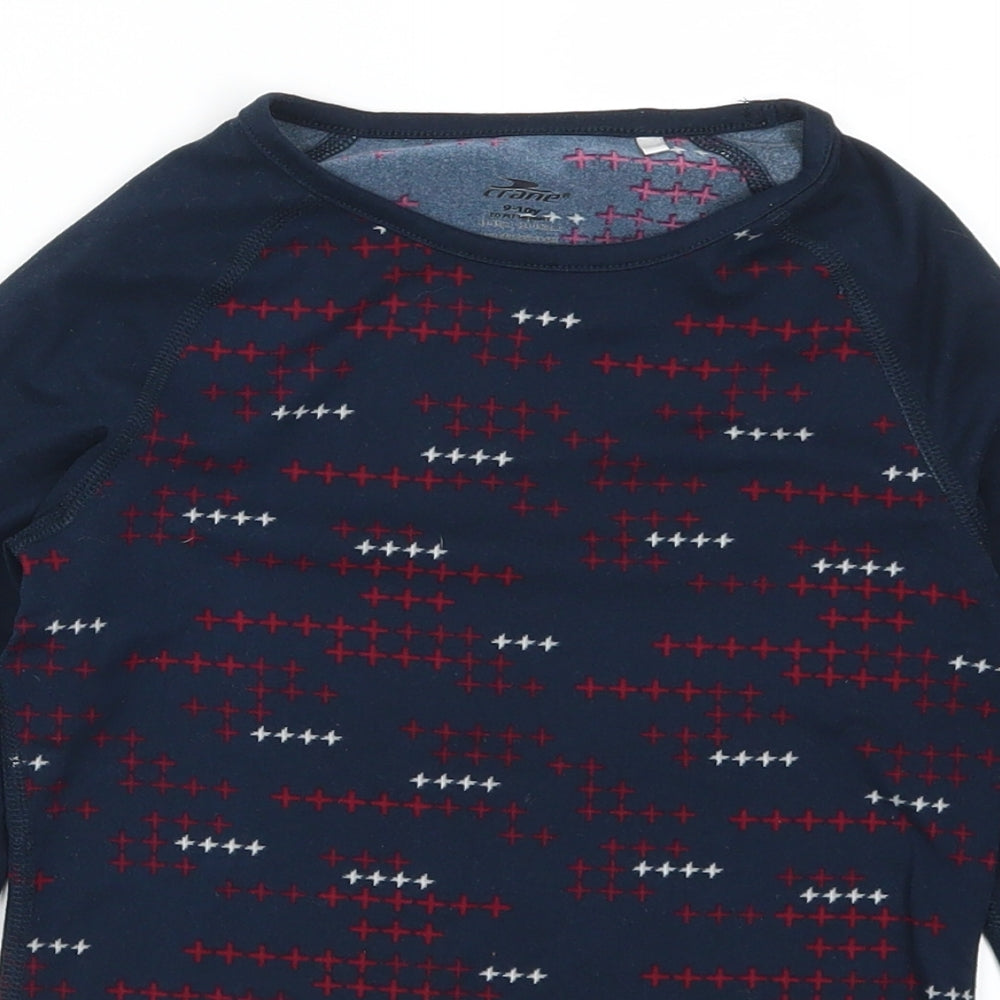 Crae Girls Blue Geometric  Basic T-Shirt Size 9-10 Years