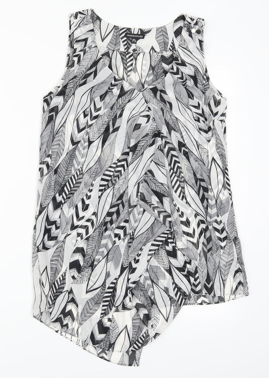 Warehouse Womens Grey Geometric  Basic Tank Size 6