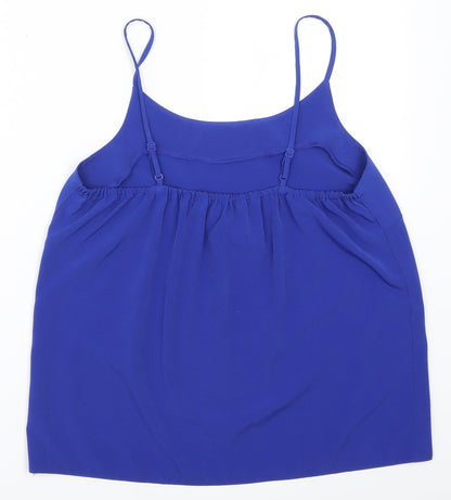 Back view of Papaya women’s blue basic tank, size UK 10