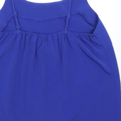 Brand and care label for Papaya women’s blue basic tank, size UK 10