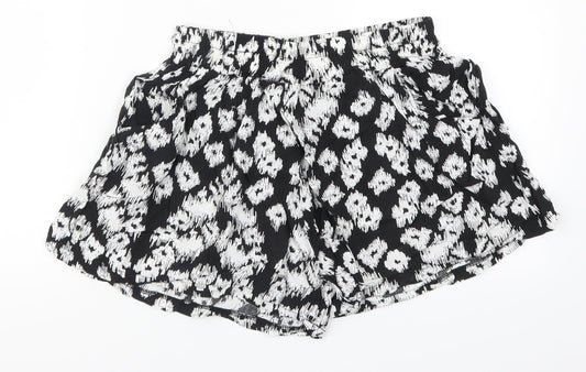 Vero Womens Black Animal Print  Paperbag Shorts Size S