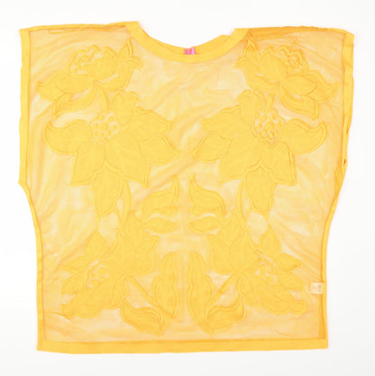 Front view of River Island women’s orange floral basic tank, size S