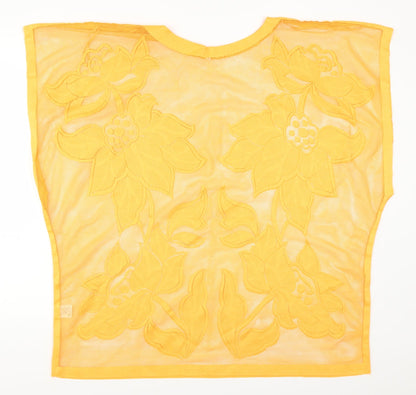 Back view of River Island women’s orange floral basic tank, size S