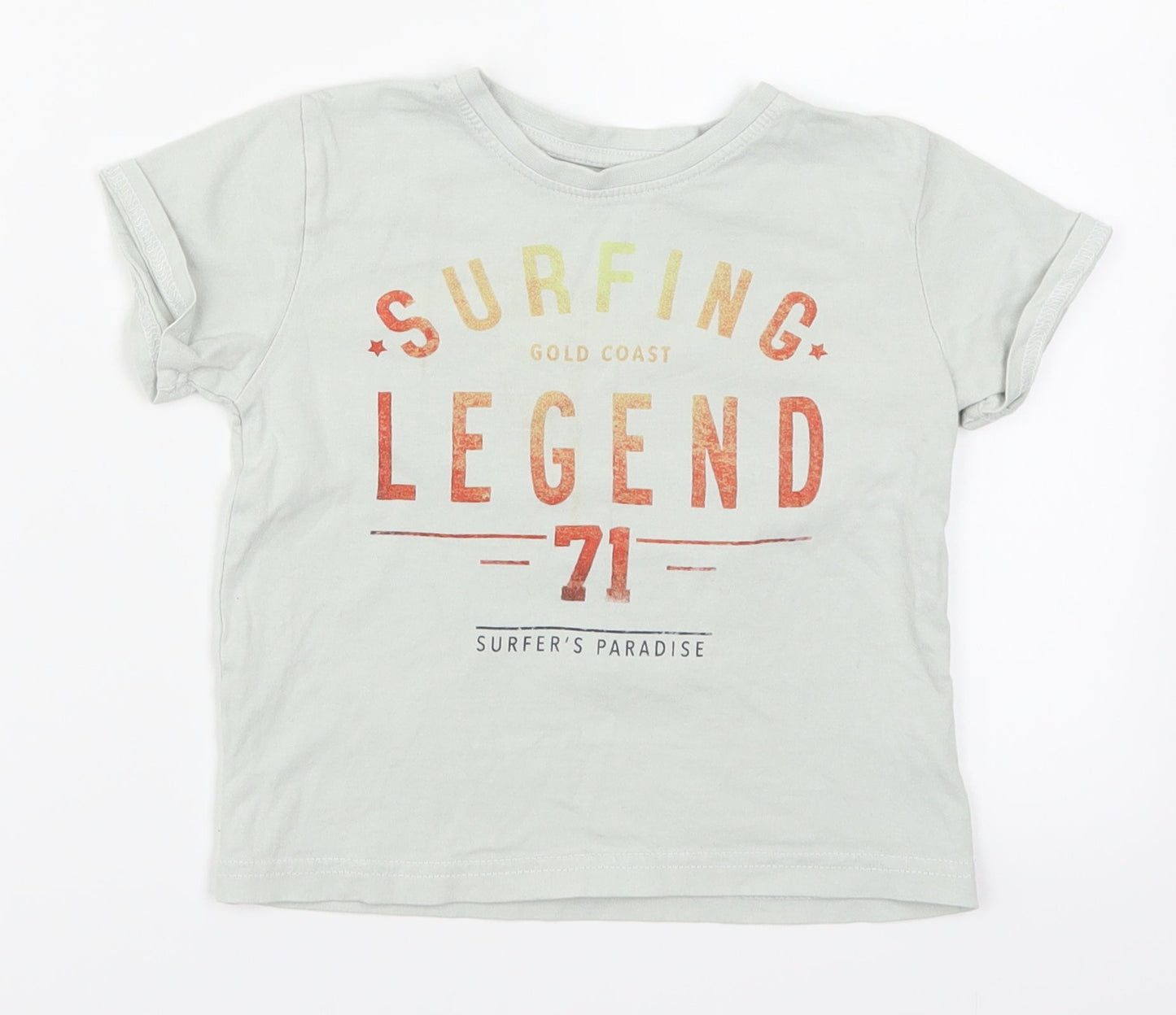 Primark Boys Green   Basic T-Shirt Size 3-4 Years  - Surfing Legend
