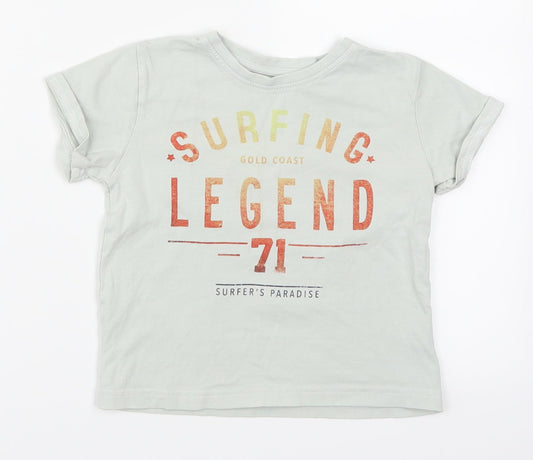 Primark Boys Green   Basic T-Shirt Size 3-4 Years  - Surfing Legend