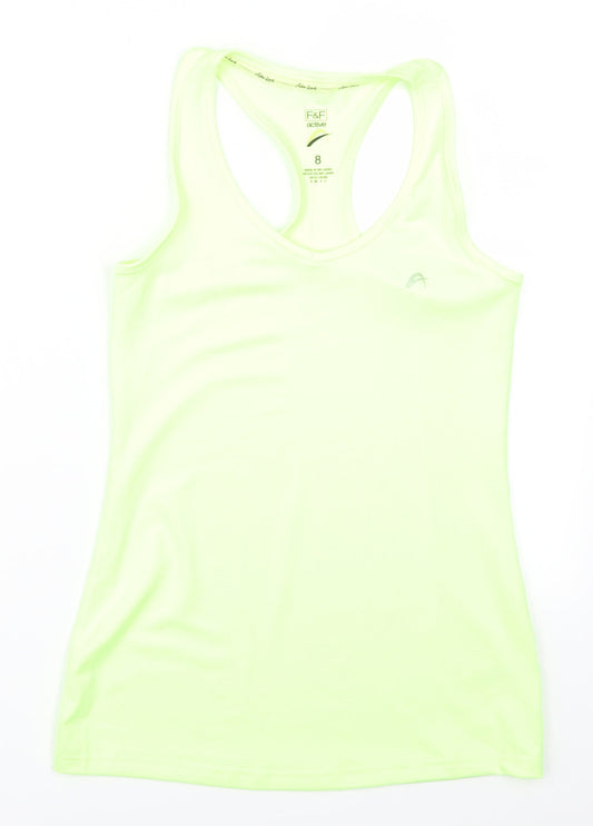 F&F Womens Yellow   Basic Tank Size 8  - Racerback