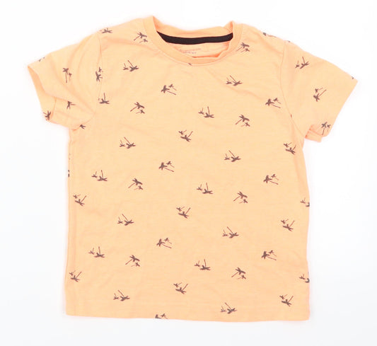 Primark Boys Orange   Basic T-Shirt Size 3-4 Years  - Palm Trees