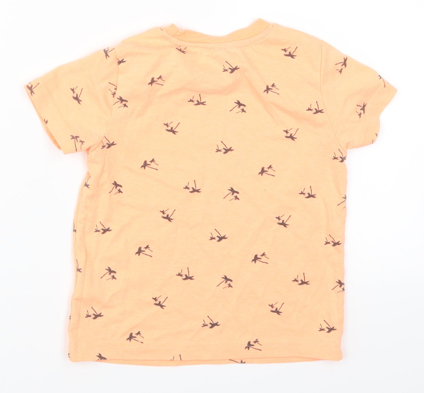 Primark Boys Orange   Basic T-Shirt Size 3-4 Years  - Palm Trees