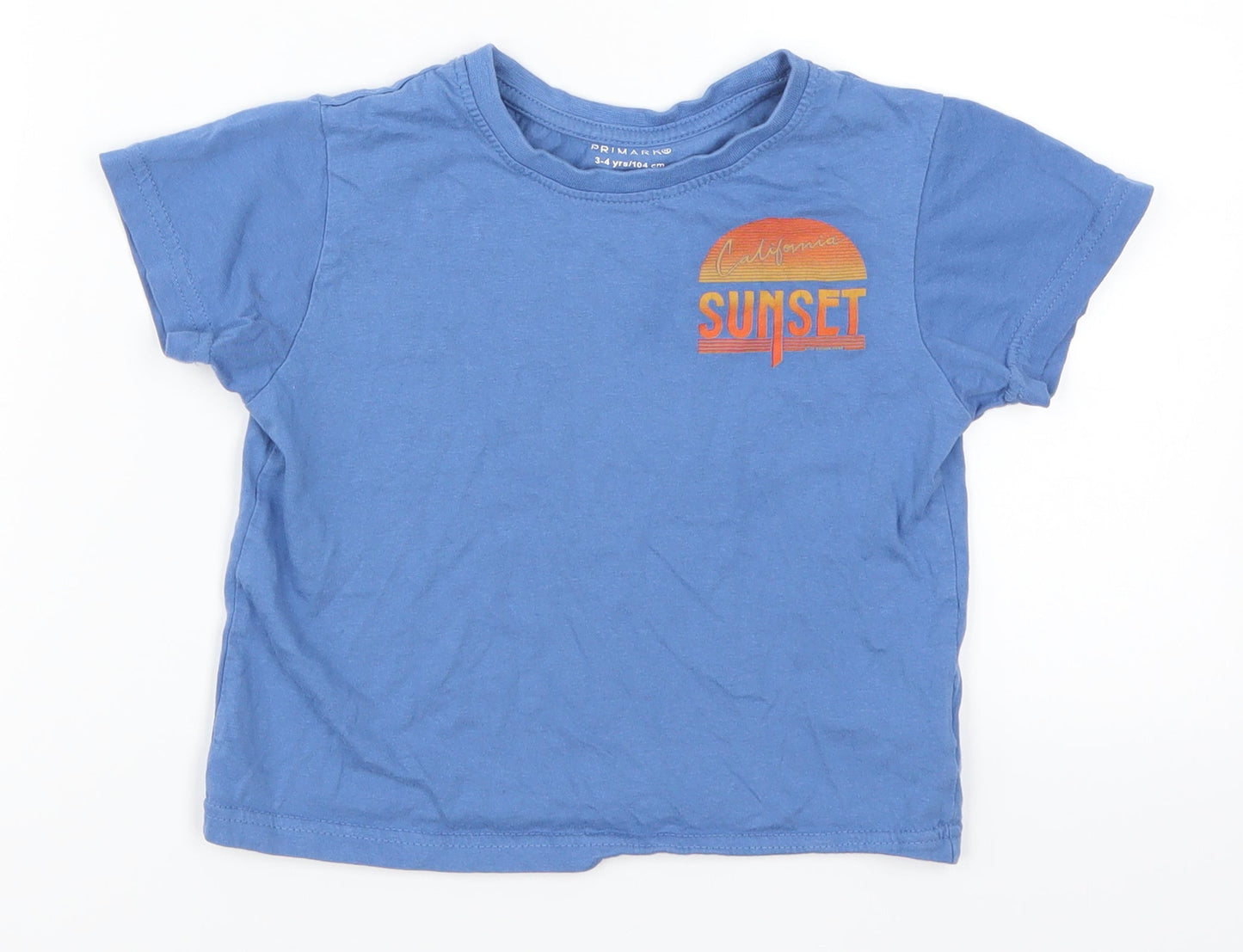 Primark Boys Blue   Basic T-Shirt Size 3-4 Years  - California Sunset