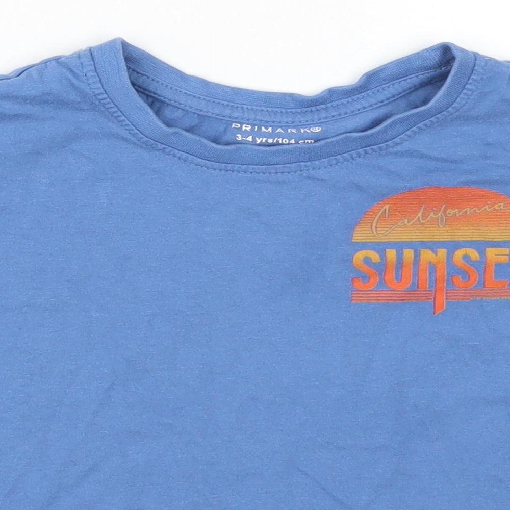 Primark Boys Blue   Basic T-Shirt Size 3-4 Years  - California Sunset