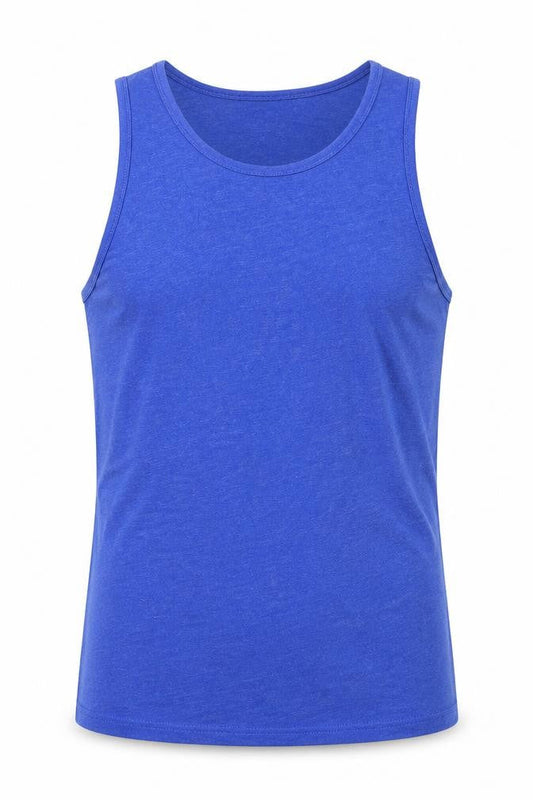 Front view of Cedarwood State men’s blue basic tank, size XS