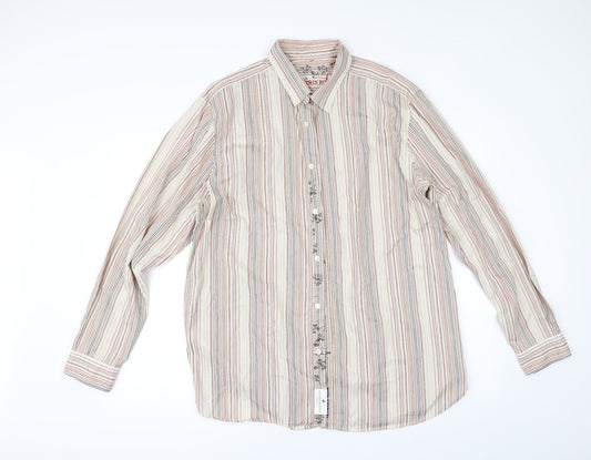 Debenhams Mens Beige Striped   Button-Up Size L